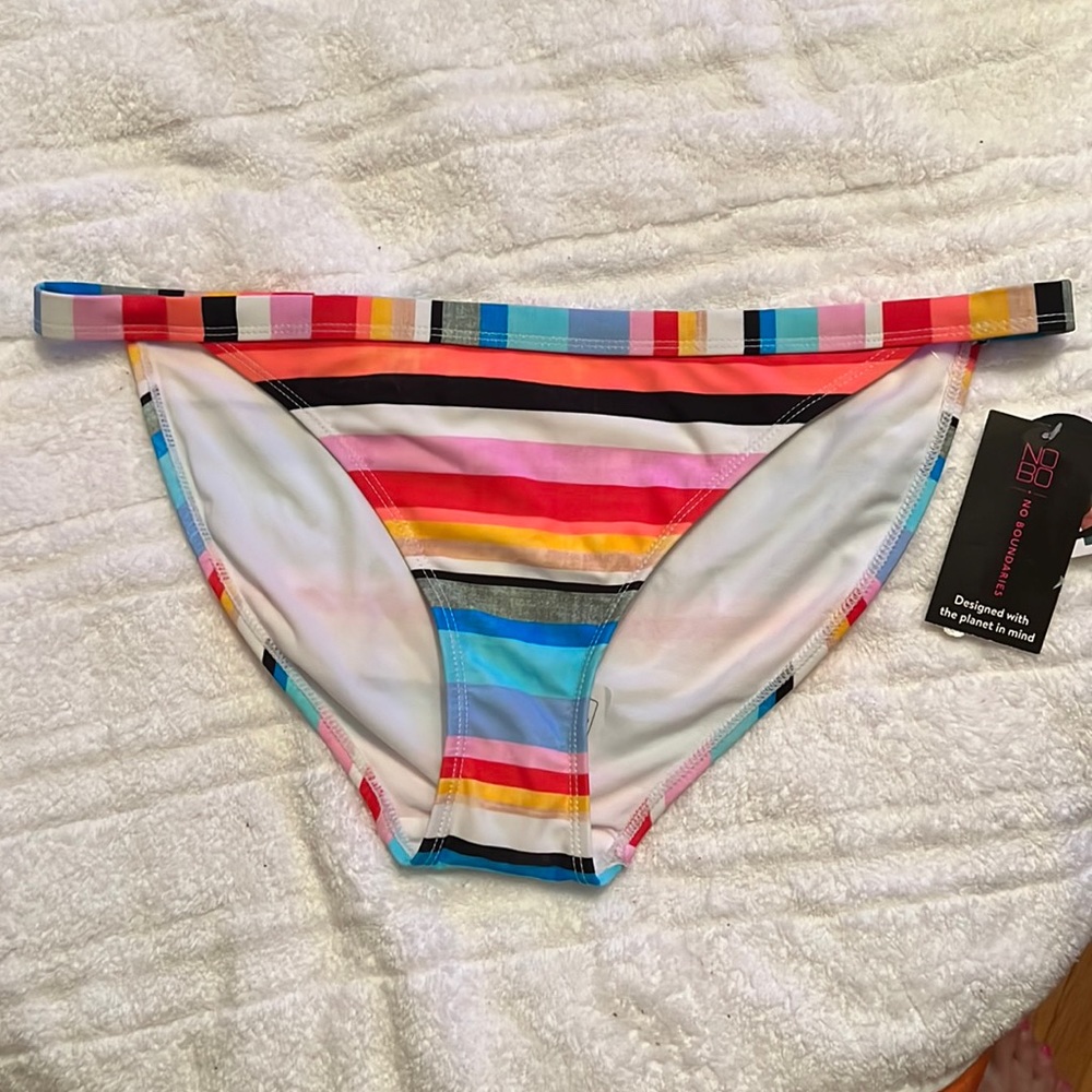 NWT No Boundaries striped multi colored bikini bottom in size L